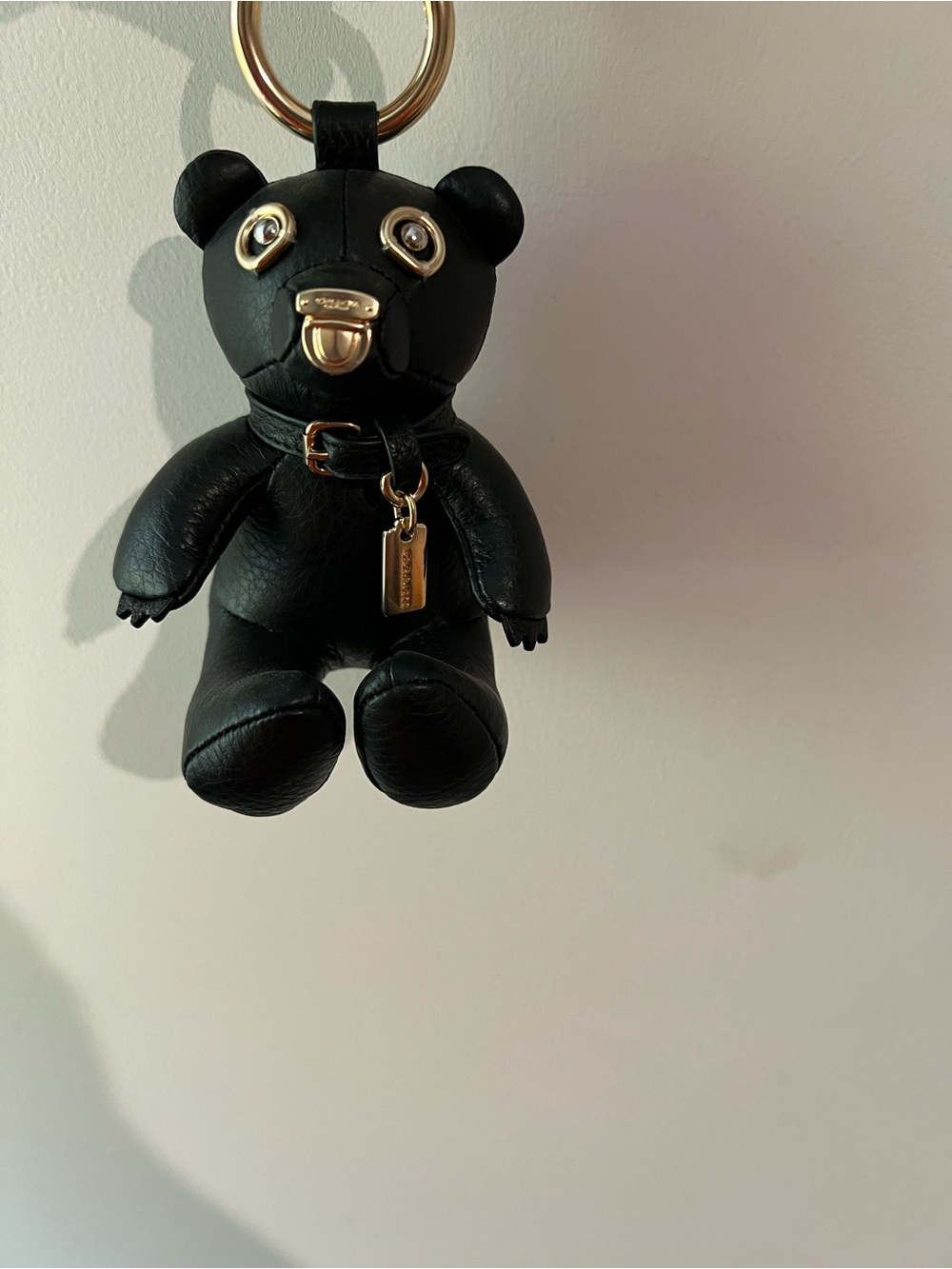 Coach Black/Gold Leather Bear Charm
